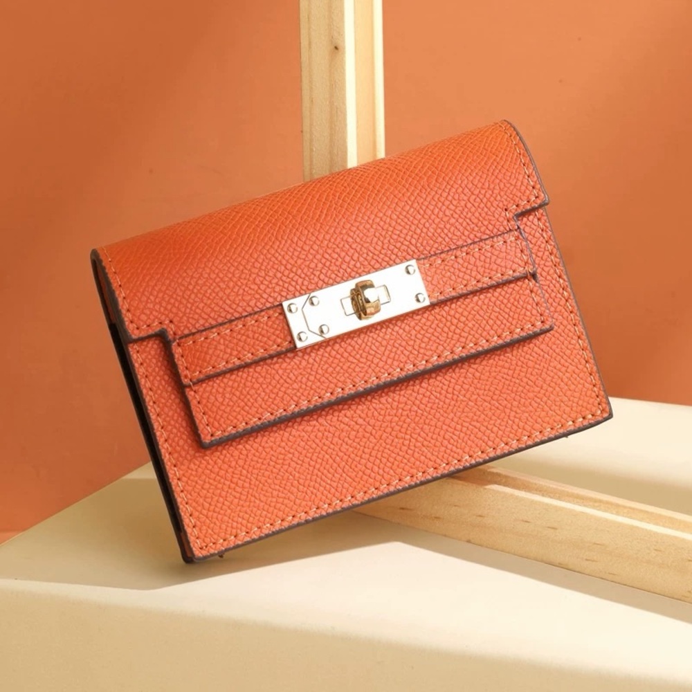 Orange Leather Slot Wallet